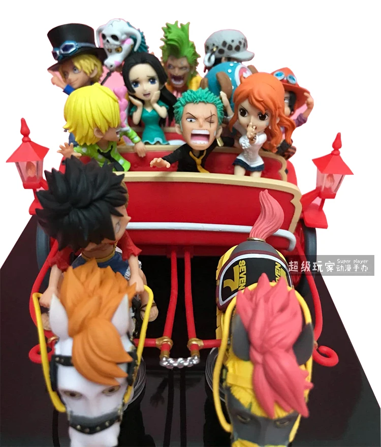 Anime de Uma Bonecos de Pvc Novo Peça Luffy Zoro Sanji Nami Ace Sabo Bela Boá Hanpeniana 20 ° Aniversário Carruagem W54 3 Cheap Figuras de ação
