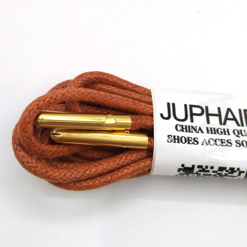1-12 Pairs Red Brown Sneaker Solid Polyester Twisted Shoes Metal Head Shoelaces High Quality Unise Laces Waxed Round Shoelaces