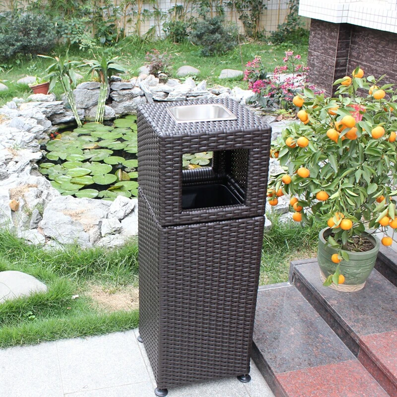 Rattan Upscale Residential Hotel Ashtrays Outdoor Trash Bins Outdoor
