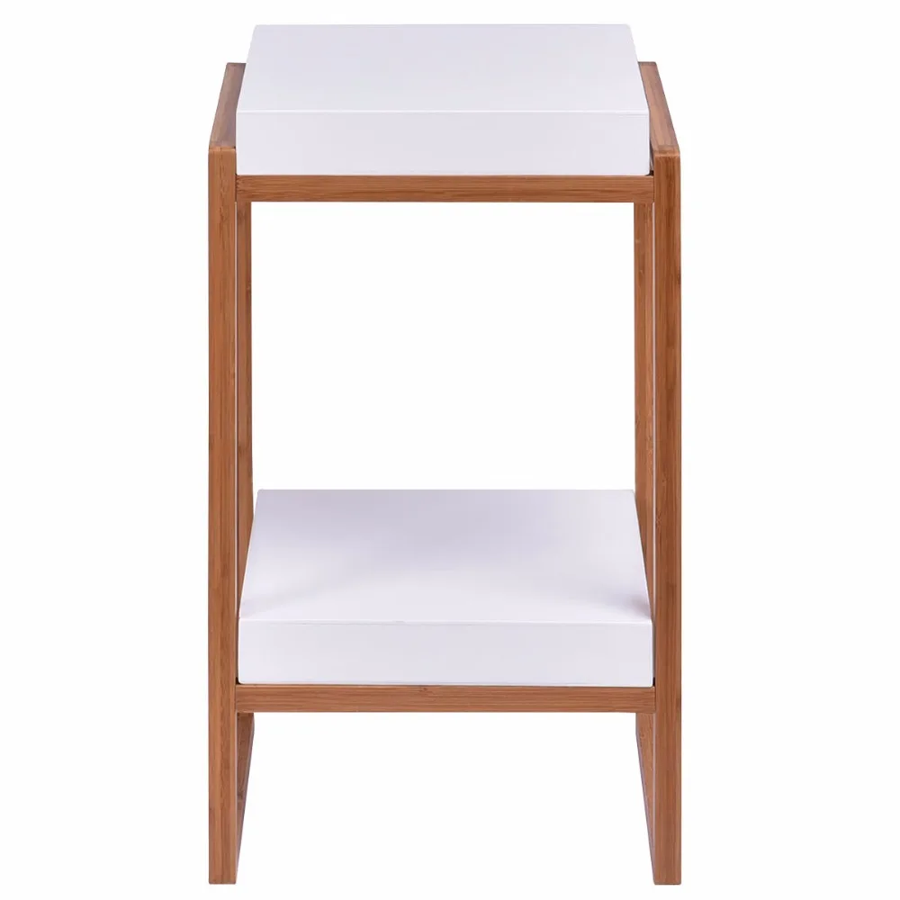 Goplus Side End Table Accent Coffee Table Bamboo Wood Storage Night Stand Modern Home Display Shelf White Nightstand HW55477 Goplus Side End Table Accent Coffee Table Bamboo Wood Storage Night Stand Modern Home Display Shelf White Nightstand HW55477