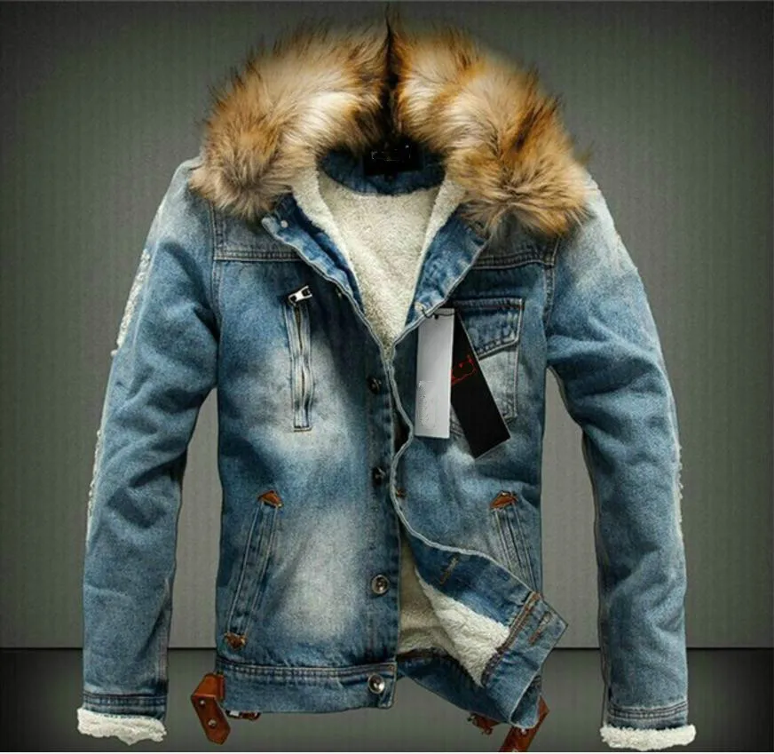 Mode Pure De Chaud D'hiver Lourds Col Cowboy Cheveux Noir Ajoutée À Garder Veste Casual Slim Fit Color Manteau bleu La Au Denim Chaleur Nk8Xn0OwP
