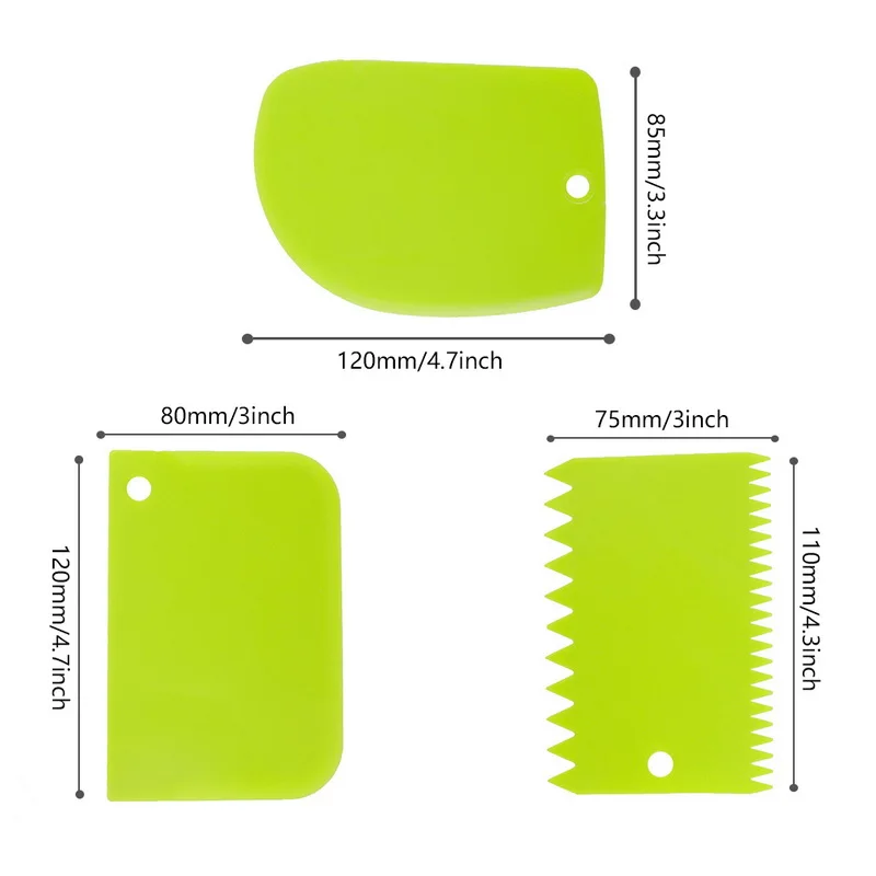 Hifuar 3 шт./лот многофункциональная форма для торта инструменты пластиковый скребок для украшения торта гребень неправильные зубья Край DIY крем скребок набор - Цвет: 3pcs green