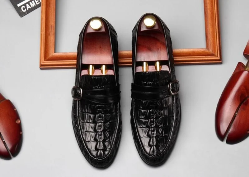 OMDE/Новинка, повседневная кожаная обувь с круглым носком, мужские лоферы без шнуровки с пряжками, мужская модельная обувь из натуральной