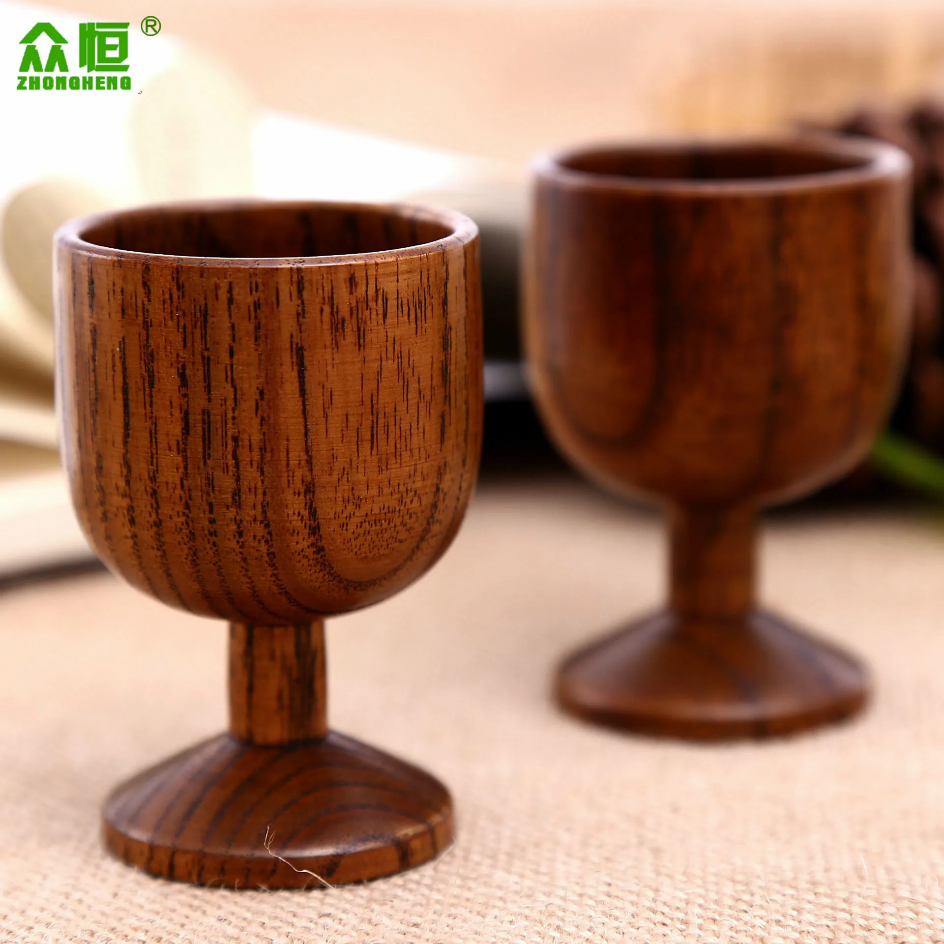 High Quality Handmade Wooden Wine Glass Goblet Natural Jujube Wood Water Coffee Cup Drinkware