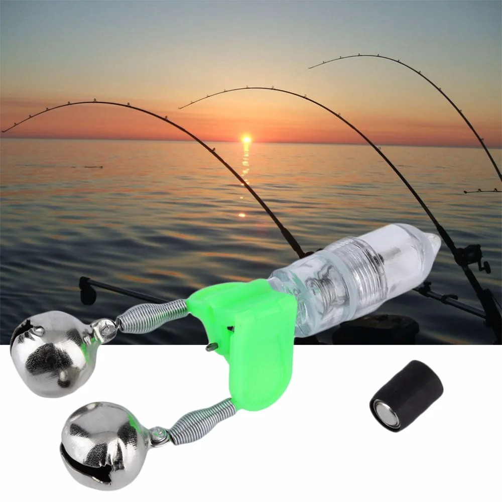 

LED Flash Light Night Electronic Fishing Bite Alarm Finder Lamp Double Twin Bells Tip Clip On Fishing Rod Tackle New