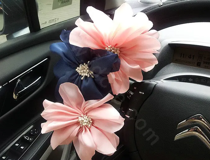 Auto-Car-Steering-Wheel-Cover-blue-Flower-Imitation-sheepskin-Diameter-38CM-Black-l3