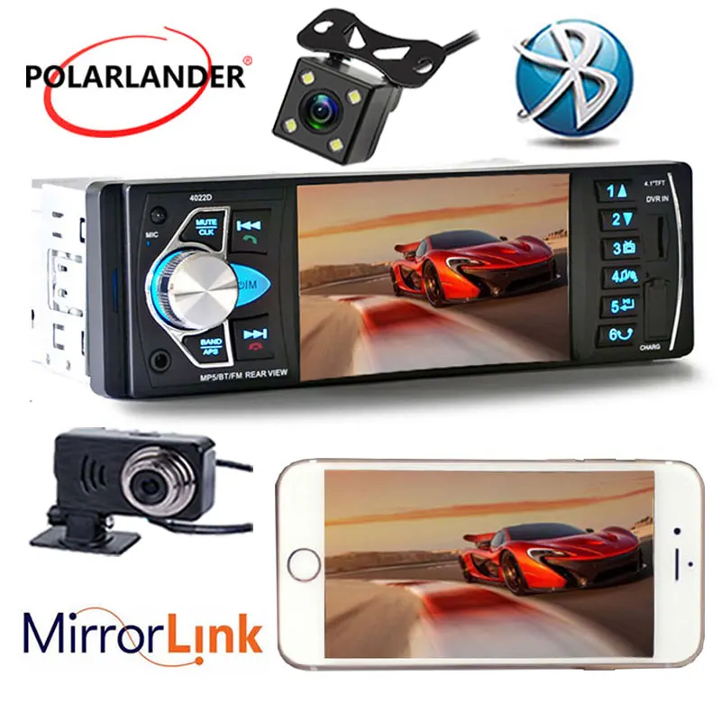 Автомагнитола 4 1 дюйма с зеркальным соединением для телефона Android Full HD экран Bluetooth