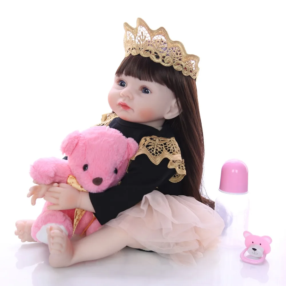 KEIUMI 22 дюймов Кукла Reborn Baby Dolls принцесса стиль длинные волосы Bonecas реалистичные куклы 55 см детские подарки
