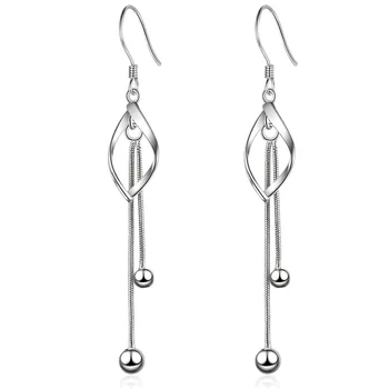 

Shiny 925 Sterling Silver Dazzling CZ Zircon Drop Earrings For Women rotate Long Tassel Earrings oorbellen brincos pendientes