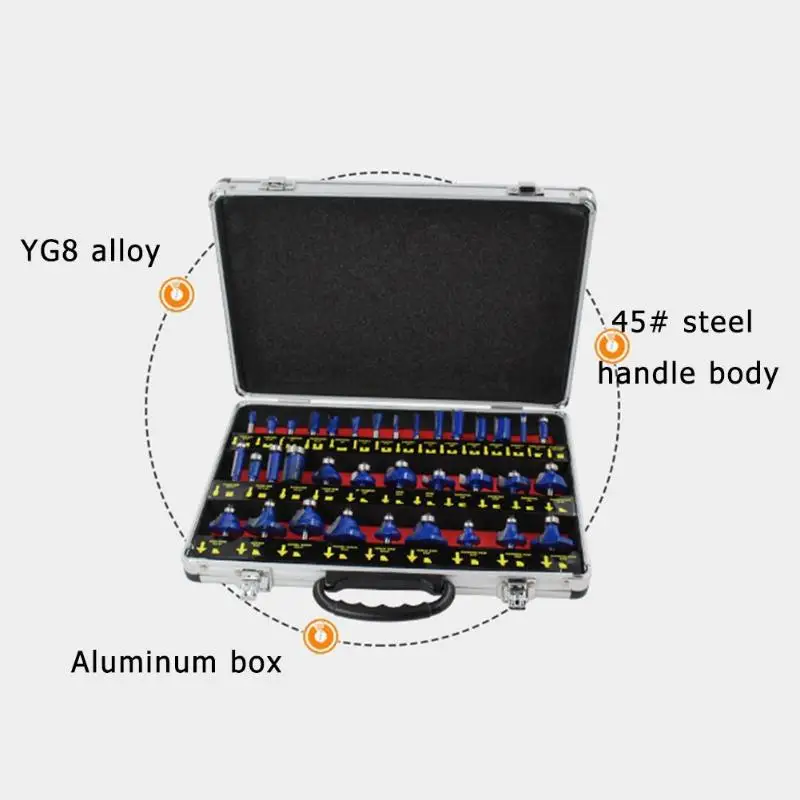 35 шт./компл. 1/4in ручка быстроходный деревообрабатывающий фрезерный станок бит мельница гравировка отделка деревообрабатывающий фасонно-Фрезерный резак триммер адаптер остриём, набор ручных инструментов