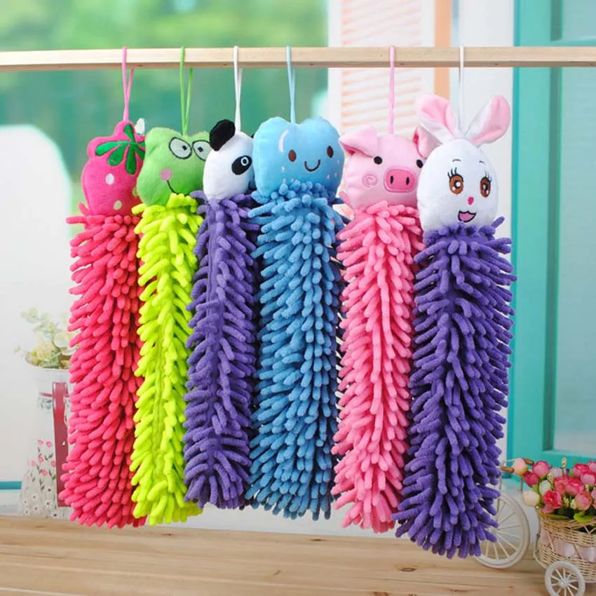 New Cute Baby Hanging Microfiber Soft Hand Towels Kids Enjoy Clean and Dry Hands For Kitchen Bathroom Cartoon Cloths