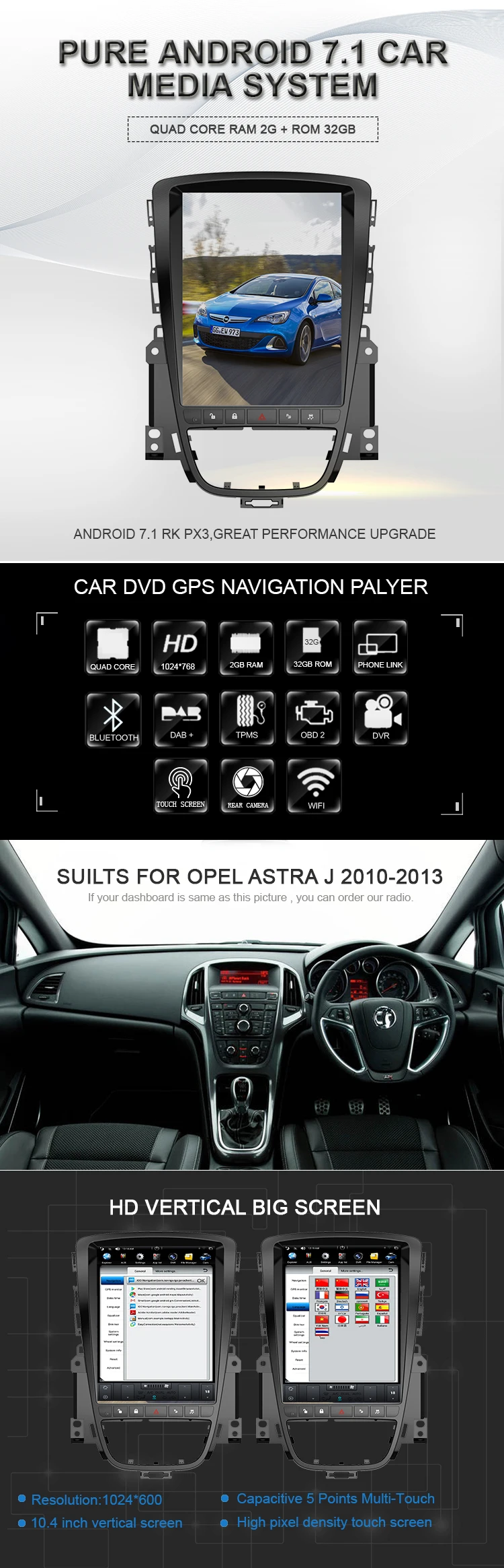 Navivox 10," вертикальный экран Opel Astra J Мультимедиа Android 7,1 автомобильный Navigaton стерео для Opel Astra J 2009- автомобильный DVD gps