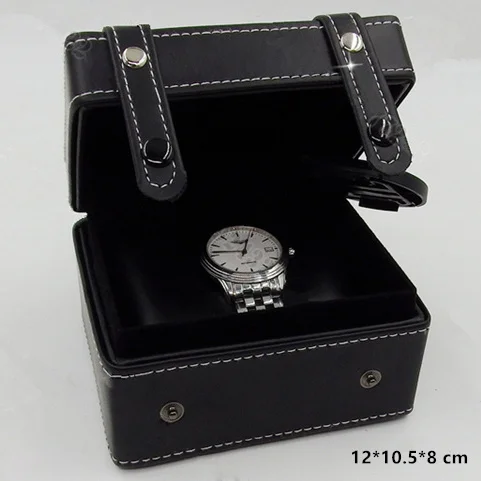 Топ Quanlity кожаный ящик для часов черный специальный дизайн роскошный бренд коробка для хранения часов с кнопкой модная Подарочная коробка для часов A091