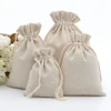 50pcs 100% Cotton Drawstring Bags Rustic Cotton Muslin Gift Bags Xmas Wedding Favors Sack Jewelry Packaging Bag Accept Customize ► Photo 1/6