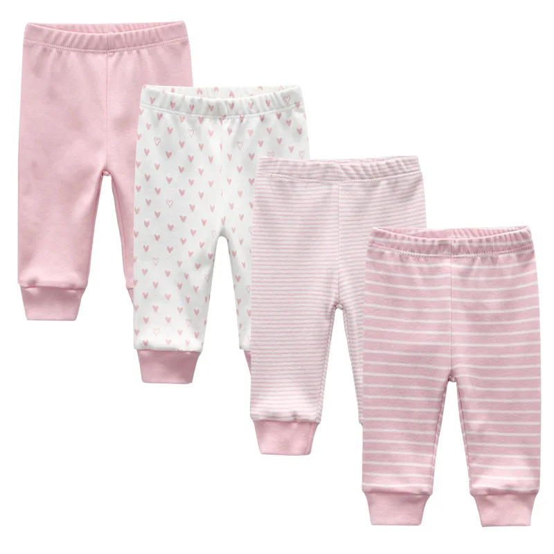 

2019 3/4PCS/LOT 0-12M Solid Baby Gril Pants Newborn Cotton Infant Solid Baby Pants Striped Cartoon Baby Boy Pants