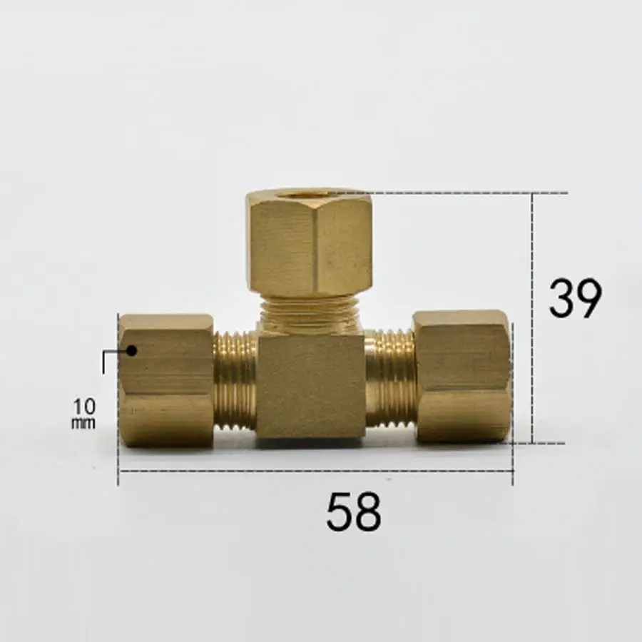 Brass Tee 3 Way Commpression Fitting Union Connector Fit Tube OD 10mm Water Gas Fuel | Обустройство дома