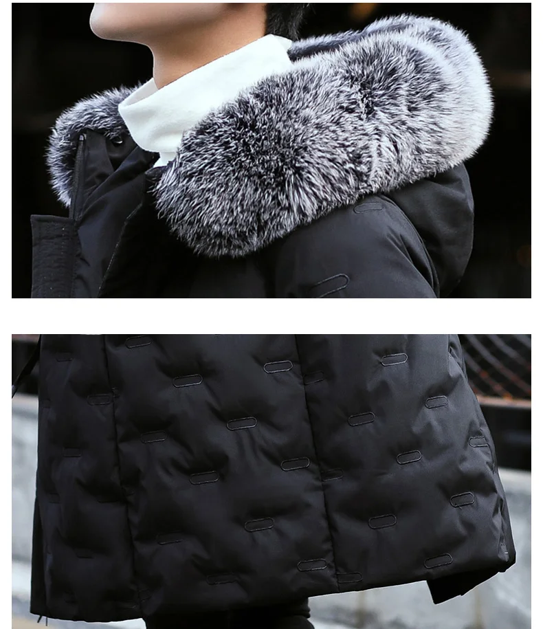 AYUNSUE мужская куртка-пуховик, корейское толстое длинное пальто, зимние куртки для мужчин, воротник из лисьего меха, мужская одежда Kurtka Zimowa KJ496