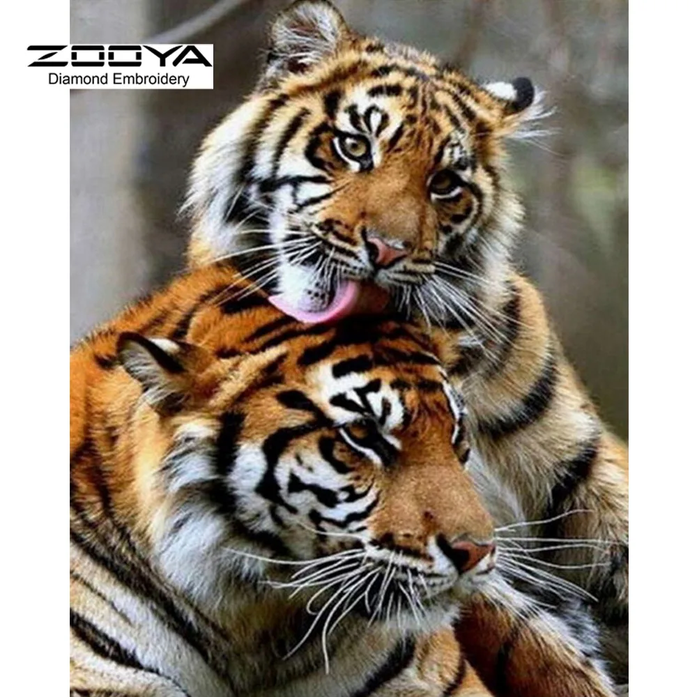 3D Diamond Painting Cross Stitch Beautiful Tiger Rhinestone Crystal