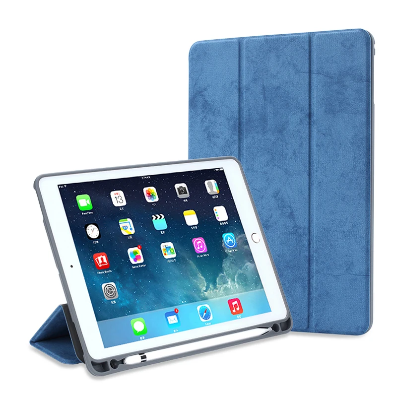 

Universal Business Retro Canvas Leather Case for iPad Pro 9.7 inch Slim Foldable Stand Smart Cover for iPad Air2 With Pen Tray