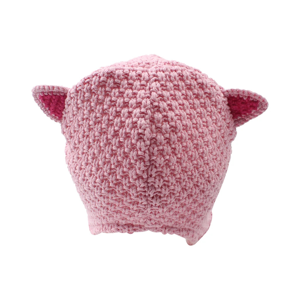 Knitted Warm Baby Beanie Hat Handmade Crochet Baby Beanie Cute Ear Protect Windproof Girls Hat Autumn Boys Beanie With Bear Ears (23)