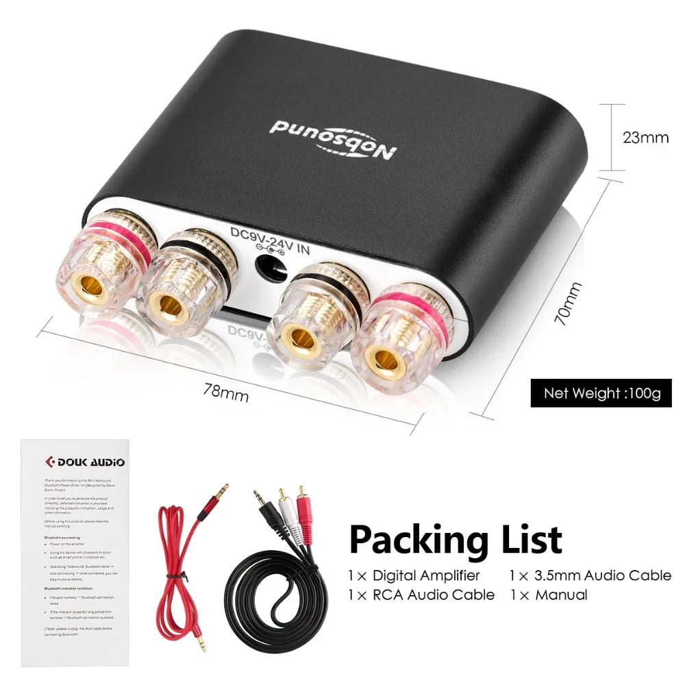 2021 Latest Nobsound NS-10G Pro Mini Bluetooth 5.0 DSP Digital Power Amplifier Stereo HiFi Audio AMP 50W+50W