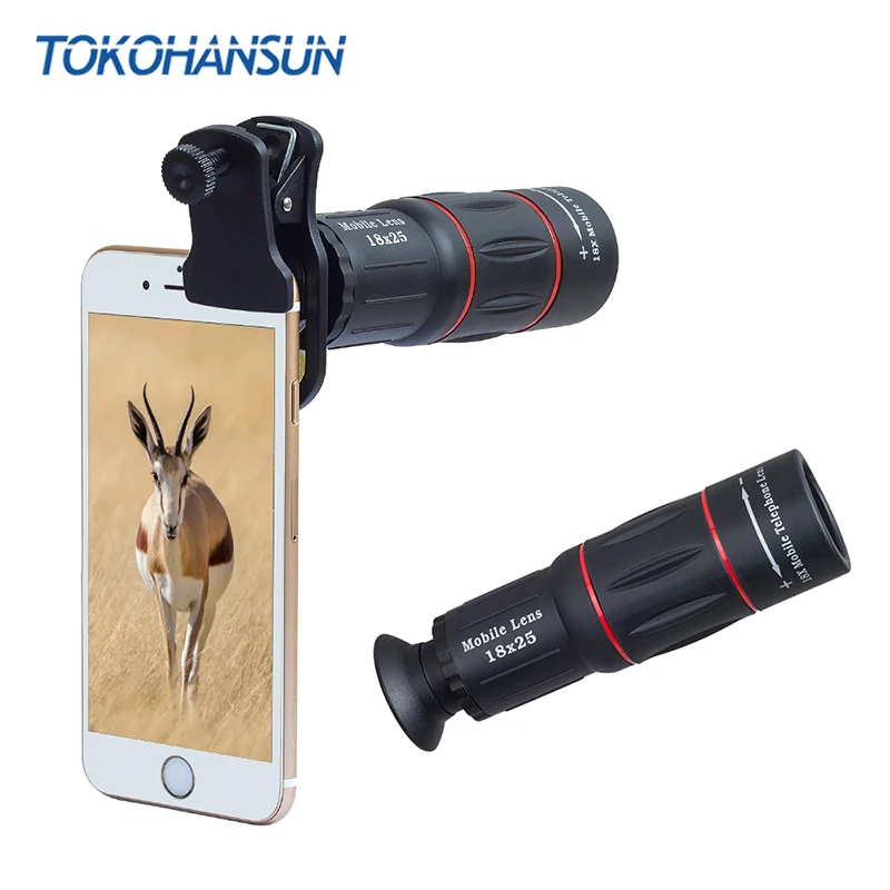 TOKOHANSUN العالمي 18 أحادي التكبير HD هاتف محمول البصرية عدسة مراقبة مسح 18X تليفوتوغرافي عدسة مع ترايبود للهواتف الذكية