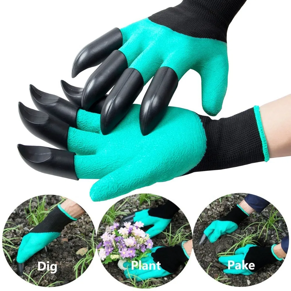 NEU Garten-Handschuhe mit 4 ABS Kunststoff-Krallen for Garten graben Pflanzen 