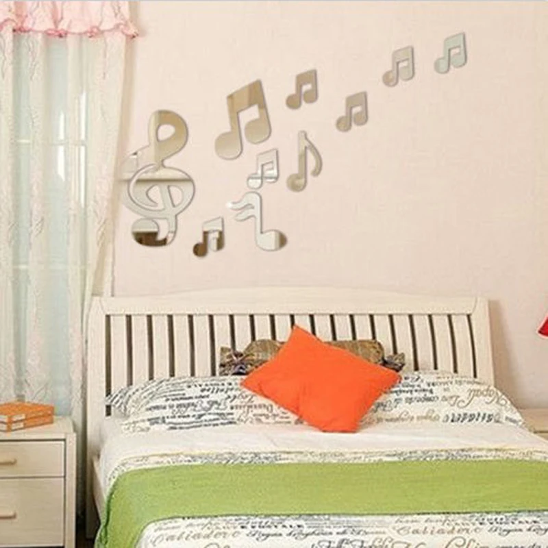 10Pcs DIY Removable Music Note Acrylic Mirror Wall Sticker Art Vinyl Home Decor 2019 Newest
