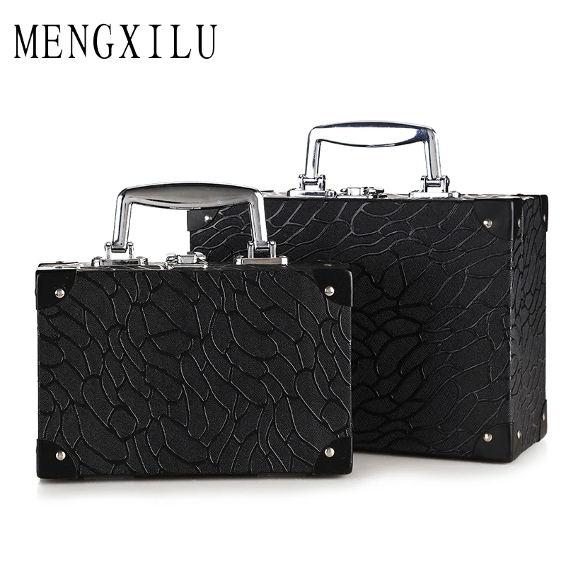 

MENGXILU Fashion Women Cosmetic Bag professional Aluminium PUMakeup Box Makeup Case Beauty Case Cosmetic Bag Travel Train Cases