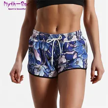 Летние женские пляжные шорты, спортивные штаны с цветочным 3D принтом, эластичные мини шорты для бега, быстросохнущие, Femme, одежда для плавания, серфинга, плавания