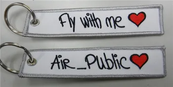 

Fly With Me Air Public Keychain with Customized Embroidered Logo, Accept Any Color and Size