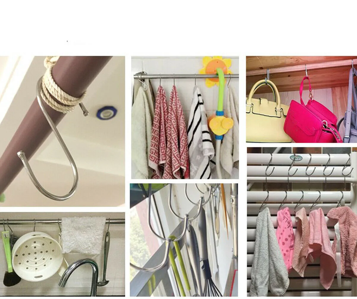 10Pcs S Hooks Steel Metal Cloths Hanging Kitchen Utensil Hanger Garden Rail Pot