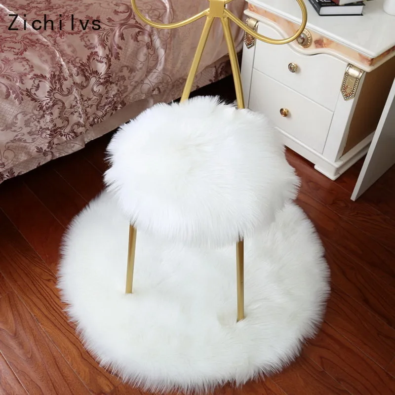 

Zichilvs New Soft Faux Fur Wool Living Room Sofa Carpet Plush Carpets Bedroom Cover Mattress Xmas Door Window Round Rugs Carpets