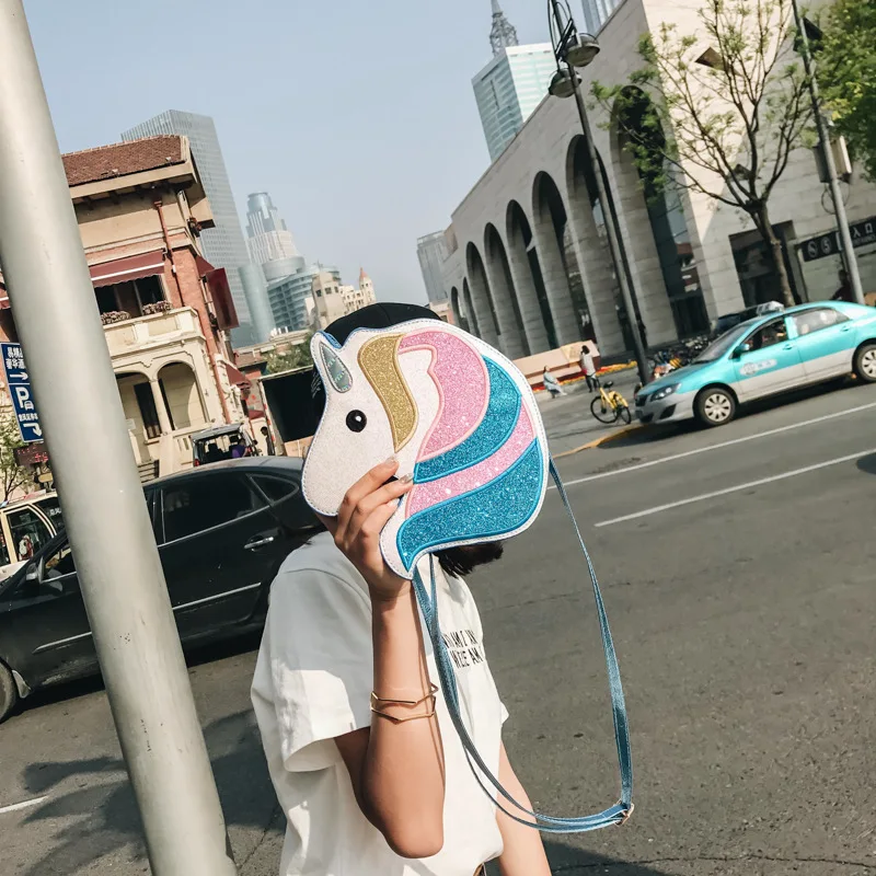 

Funny fashion personality fashion trends laser unicorn modeling mini chain shoulder bag ladies handbag messenger bags purse Girl