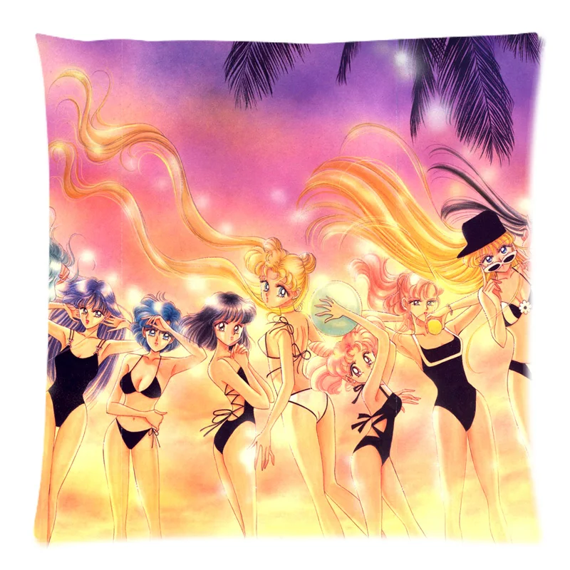 

Decorative Cushion Cover Sailor Moon Throw Pillow Case for Sofa Bed Cotton Linen Pillow Slip Christmas Gift 18"X18"