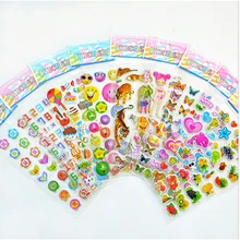 2017 New 2 Sheets Children Cartoon Early Learning Bubble Stickers Funny Stickers for Children Baby Kids
