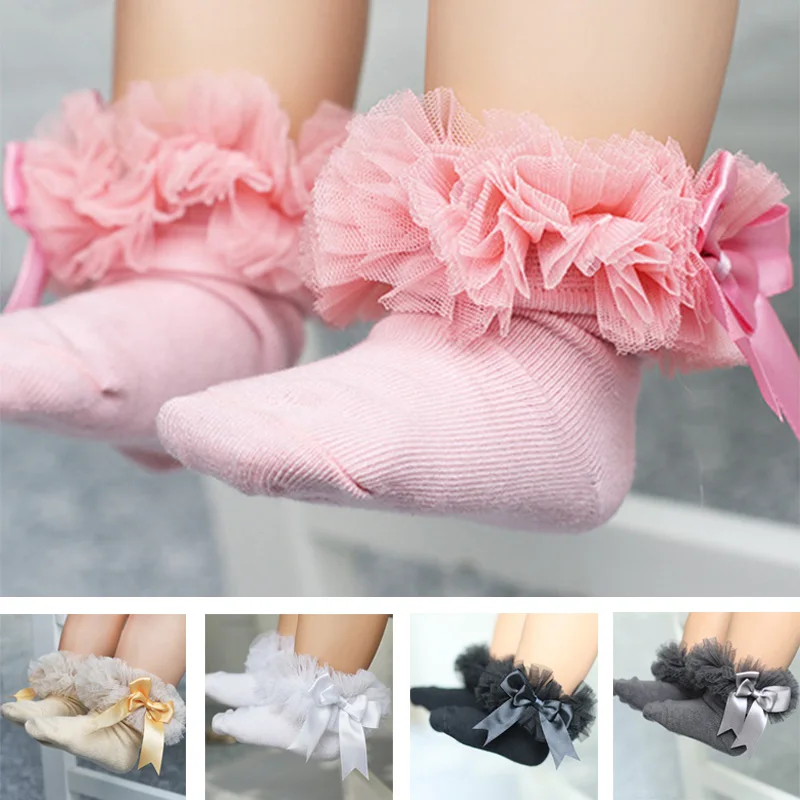 2018 Newborn Cotton Baby Girl's Socks Kids princess Ruffled Baby