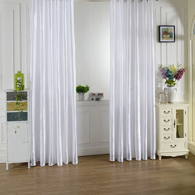Hot Sale 100 x 200cm Rod Pocket Top Solid Color Satin Curtain Panel Window Curtains40 - Цвет: no1