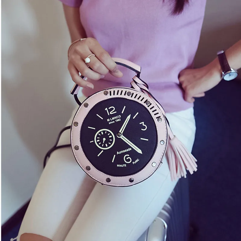 Женская креативная сумка на плечо с будильником и геометрическим узором на молнии, сумка в виде часов, модная школьная сумка для девочек