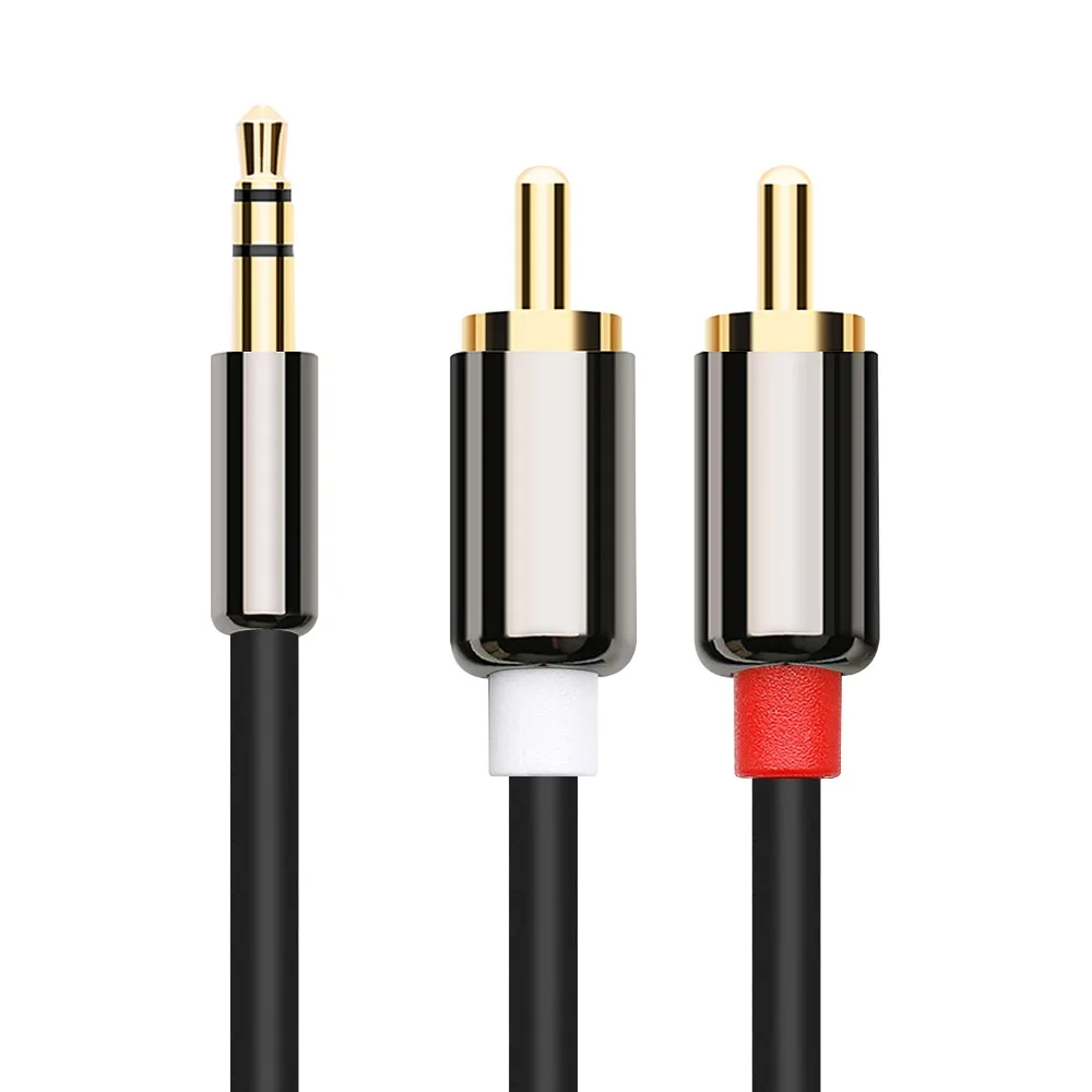 JZYuan RCA кабель 2RCA на 3 5 аудио стерео мм разъем AUX для усилителя компьютера динамик DVD