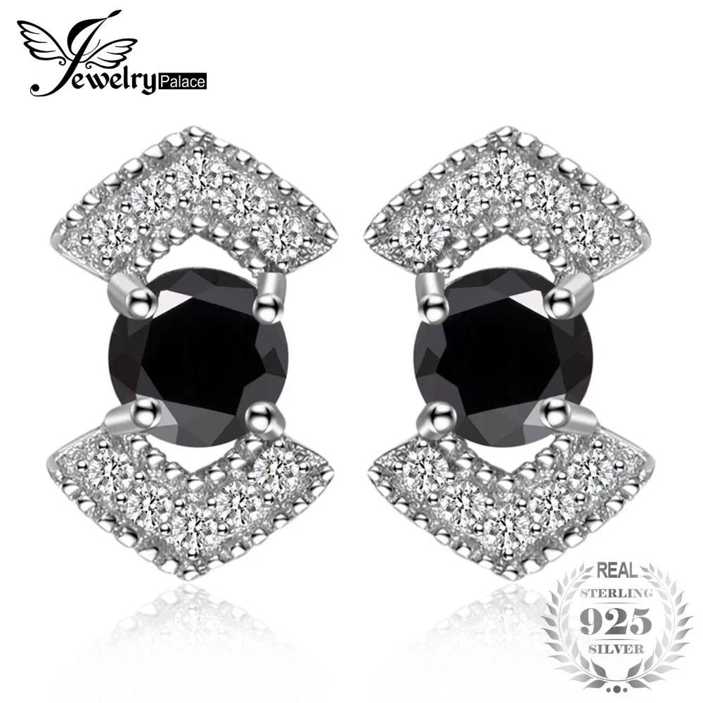 

JewelryPalace Elegant 0.73 ct Genuine Black Spinel Studs Earrings 925 Sterling Silver Fine Jewelry For Women New Trendy Earrings