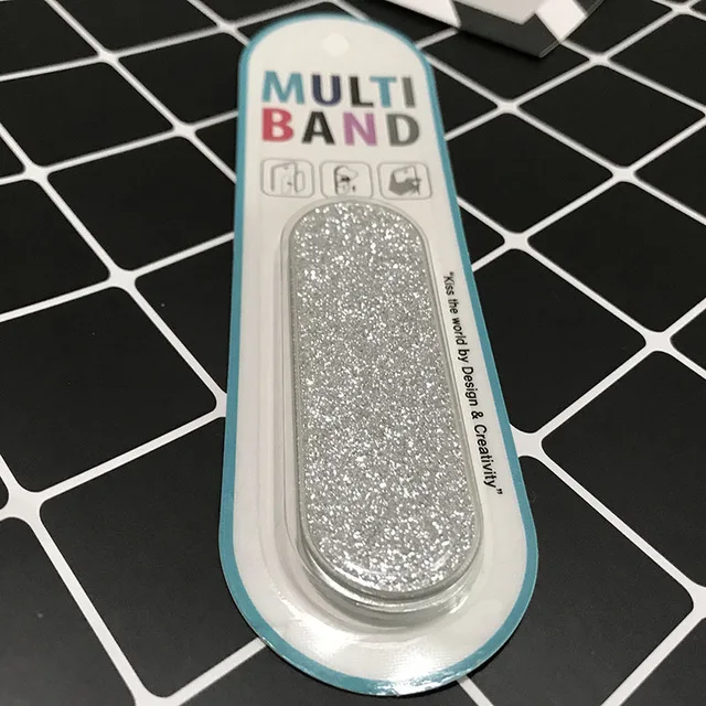 Универсальный держатель-кольцо на палец, блестящее кольцо для мобильного телефона, многополосный кожаный Смарт-стикер на заднюю панель для iphone samsung - Цвет: Silver Glitter