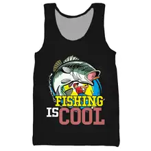 Крутой рыболовный топ с 3D принтом для мужчин, Модный летний топ на бретелях для работы, Мужские Женские топы, топ на бретелях