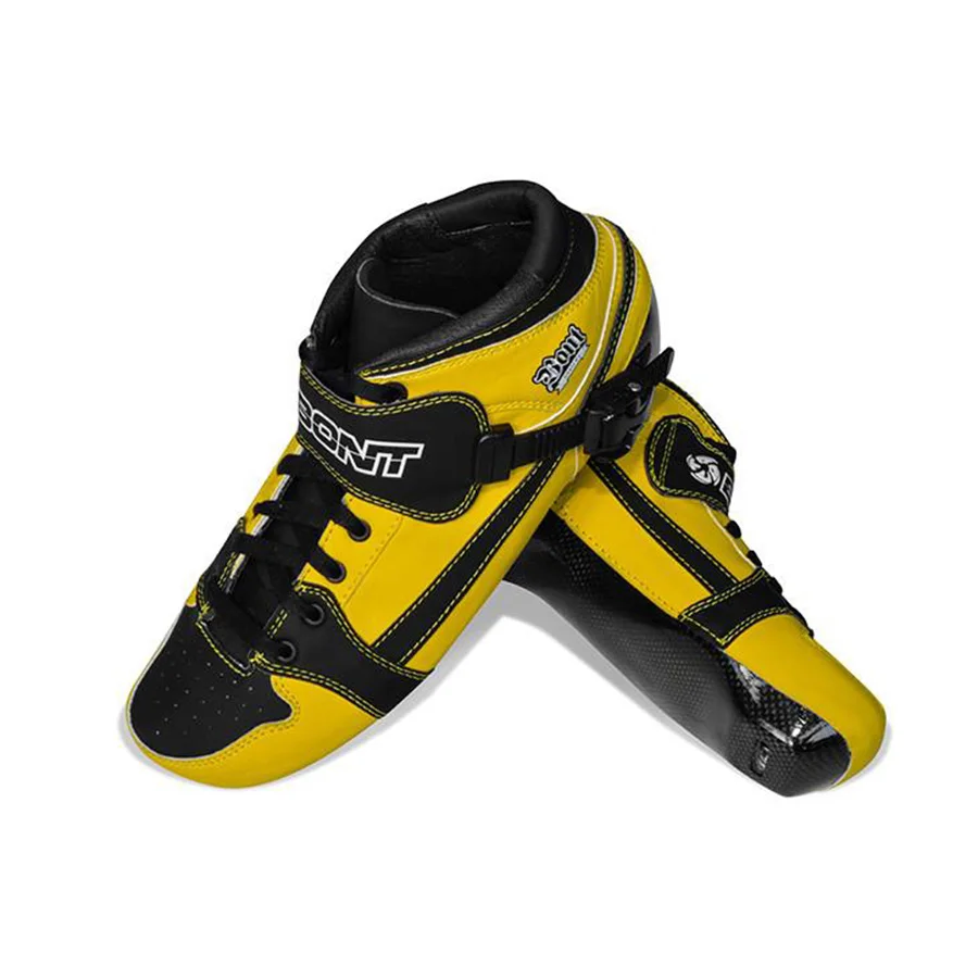 Оригинальные Bont преследование 2PT скоростные роликовые коньки Heatmoldable углеродного волокна загрузки 195 мм Disctance обувь для катания на коньках Patines обувь - Цвет: Цвет: желтый