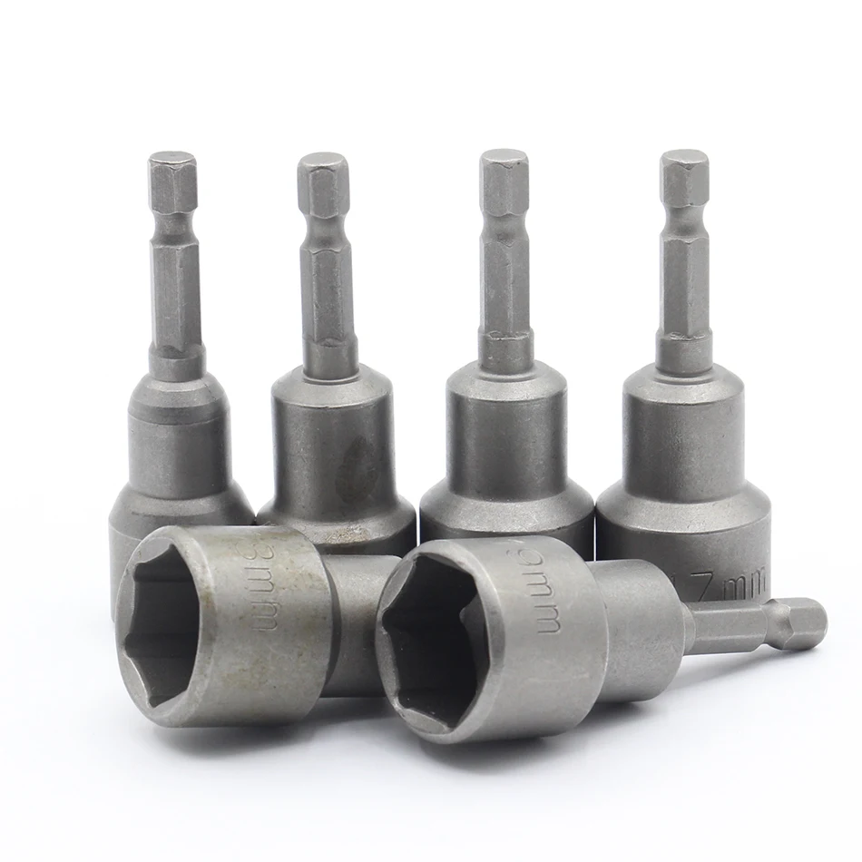 

6Pc 14mm-19mm Hex Socket Strong Magnetic Nut Driver Set Drill Bit Socket Adapter 1/4" Hex Adaptor Power Drill Bit Holder Setter