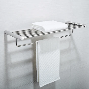 

AUSWIND Contemporary polish silver SUS304 stainless steel bath towel rack 60cm bathroom towel shelf wall mount bathroom product