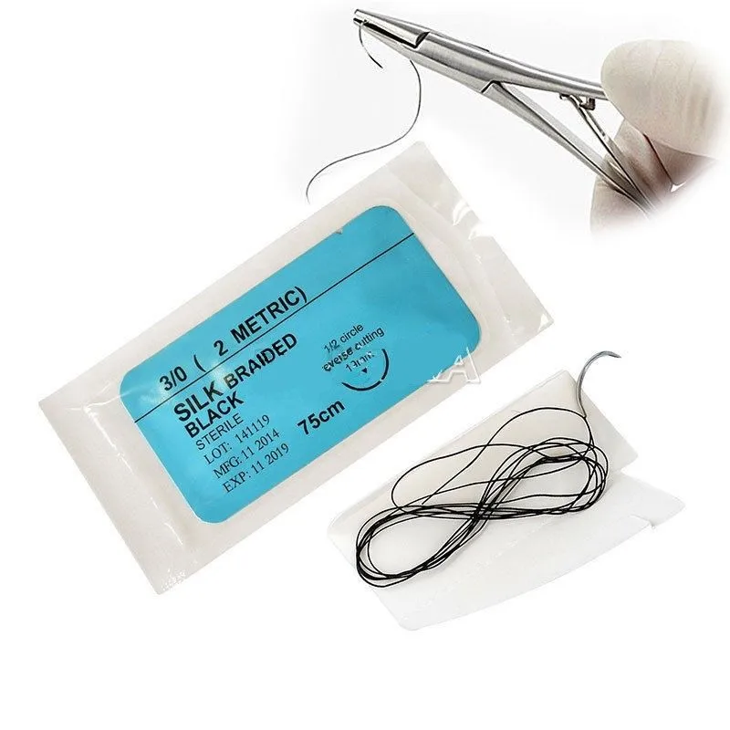 

12Pcs/Box Dental Surgical Sutures 3/0 4/0 Non Absorbable Suture Silk Wound Suture Dental Surgical Suture Silk Braided Black