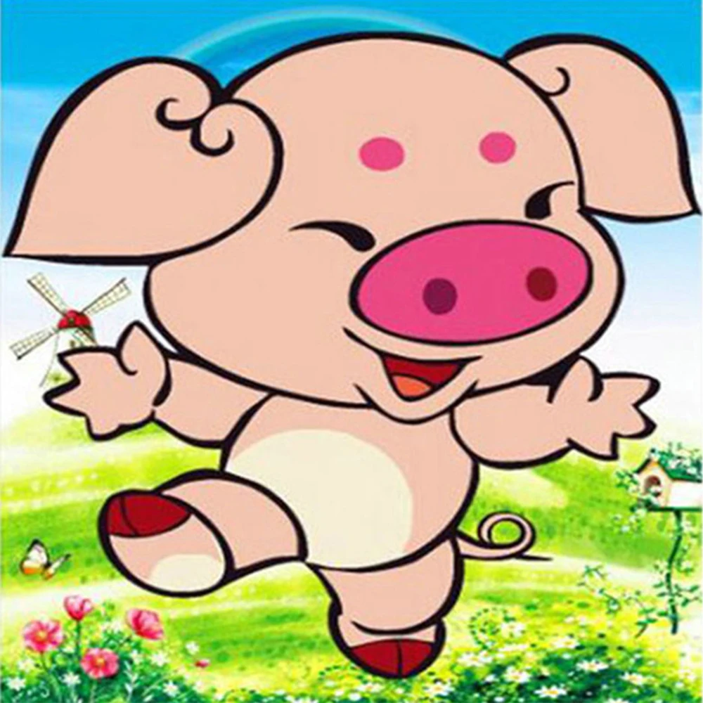 

LI LOYE DIY 5D Diamond Painting Kit Home Decor Happy piggy Mosaic Painting Full Round Diamond Embroidery Handmade decor RT705