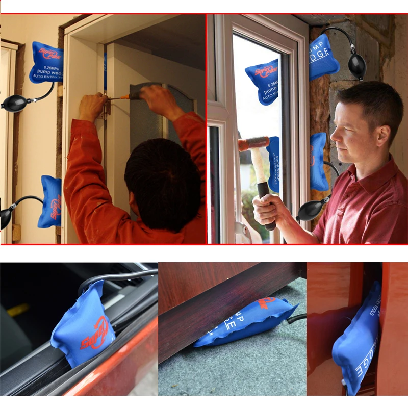 GHIXACTO 2pcs Pump Wedge Locksmith Tools Auto Air Wedge Airbag Lock Pick Set Open Car Door Lock Hand Tools With a Bulb Pumb