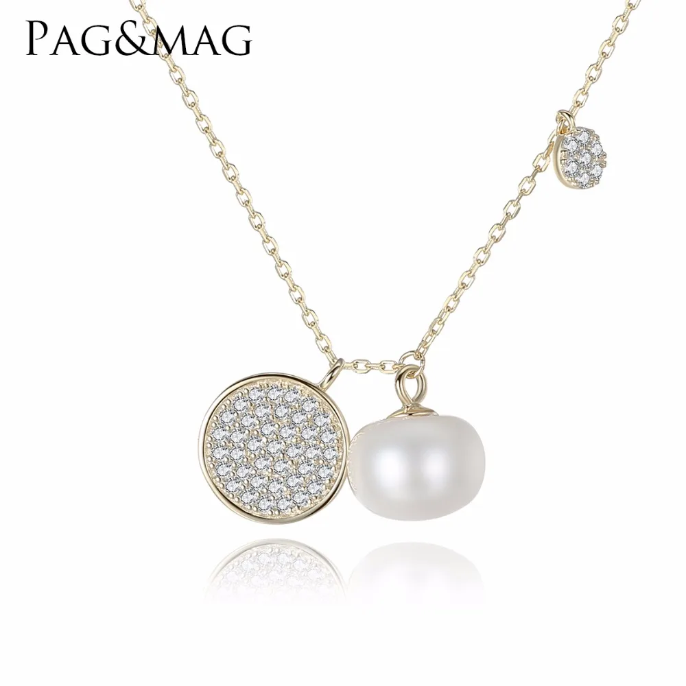

PAG&MAG Brand Simple Charm Jewelry beautiful Silver Wafer Pendant Nacklace For Spring New Wedding Accessories No.FN0068